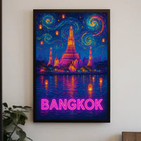 Stylized Bangkok Cityscape with Lanterns Travel Poster PosterGoat