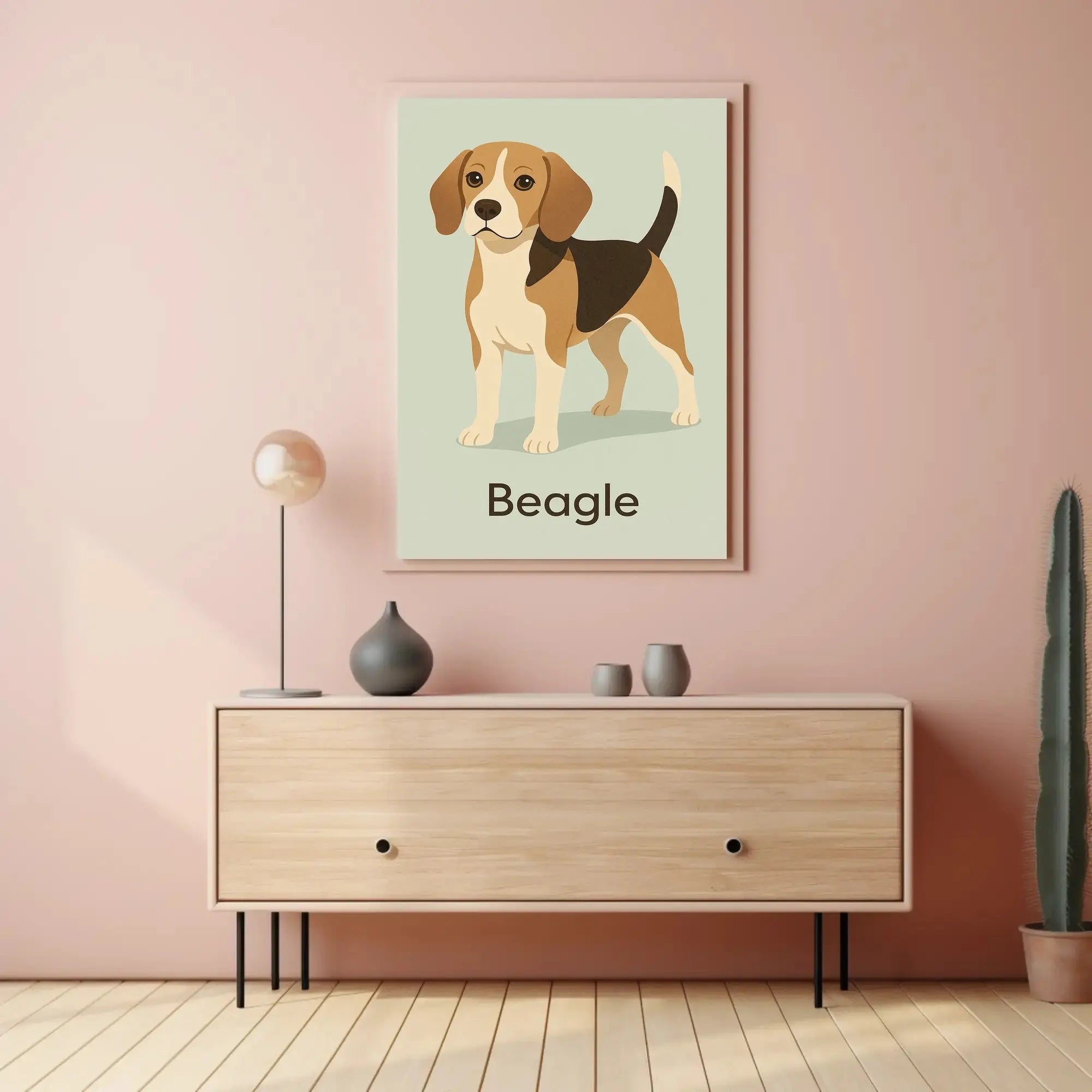 Stylized Beagle Illustration in Earthy Tones Dog Breed Poster PosterGoat