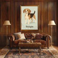 Stylized Beagle Illustration in Earthy Tones Dog Breed Poster PosterGoat