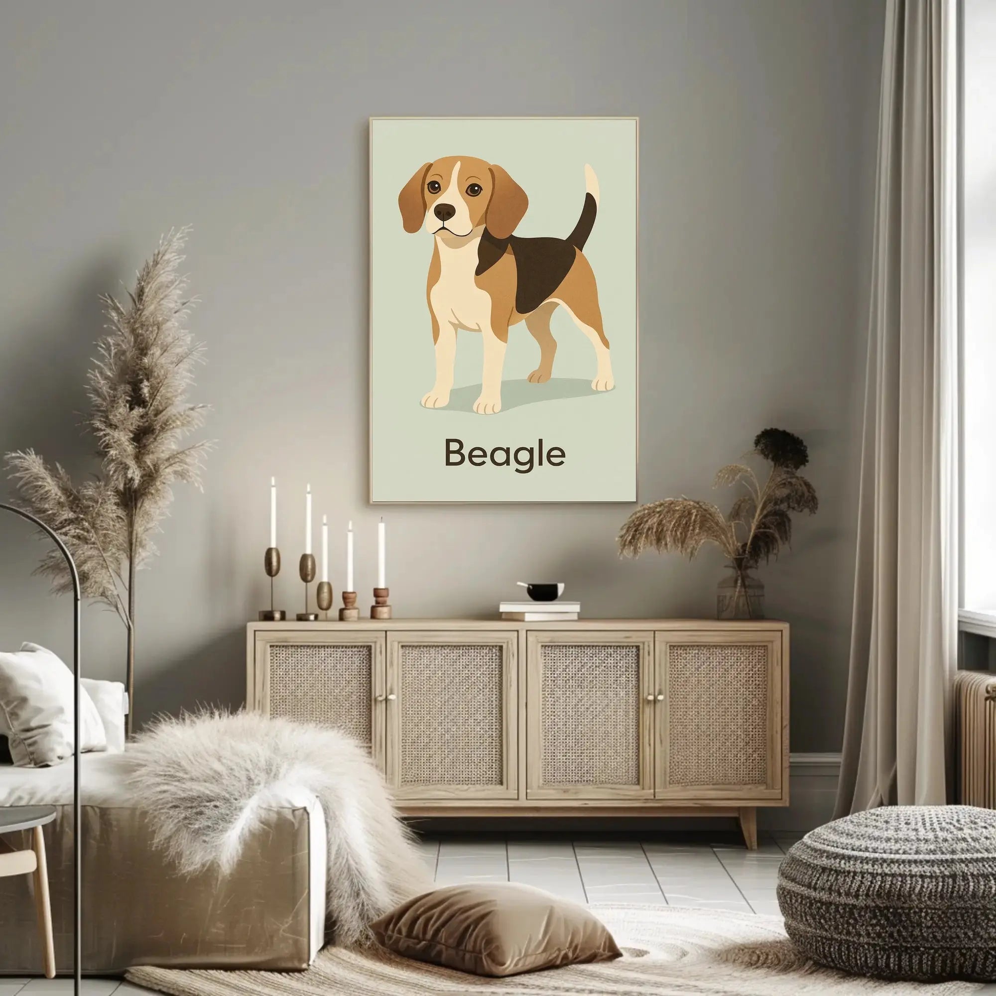 Stylized Beagle Illustration in Earthy Tones Dog Breed Poster PosterGoat