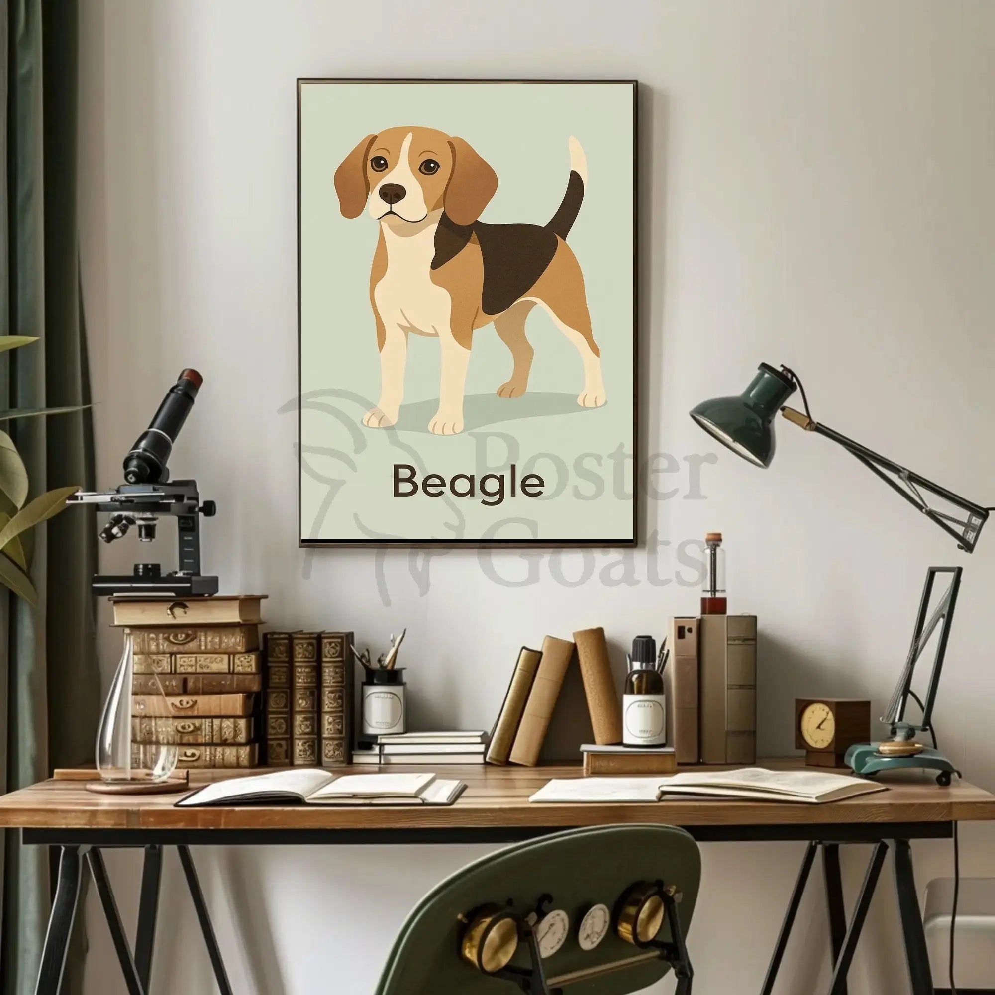 Stylized Beagle Illustration in Earthy Tones Dog Breed Poster PosterGoat