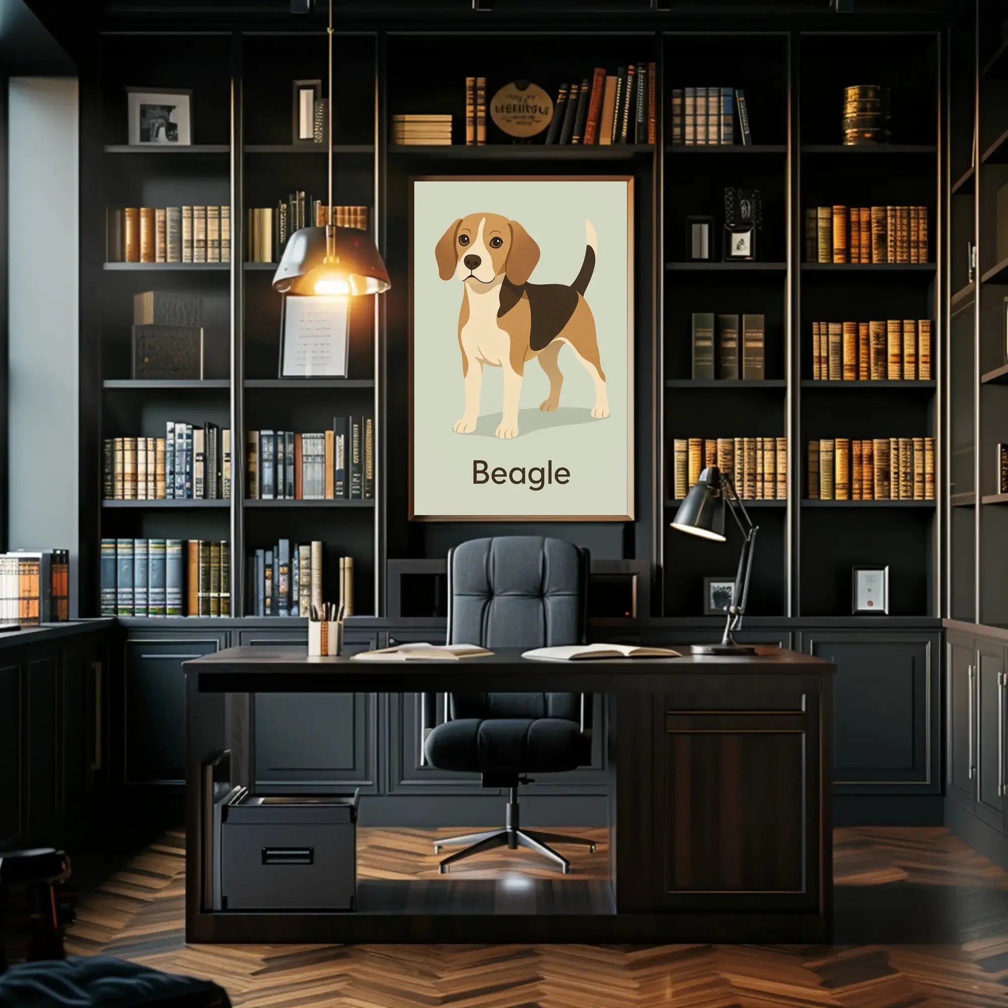 Stylized Beagle Illustration in Earthy Tones Dog Breed Poster PosterGoat