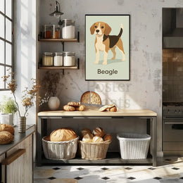 Stylized Beagle Illustration in Earthy Tones Dog Breed Poster PosterGoat