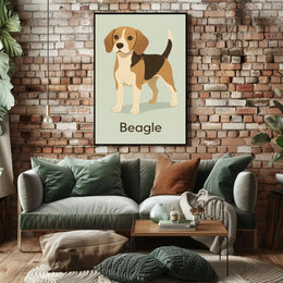 Stylized Beagle Illustration in Earthy Tones Dog Breed Poster PosterGoat