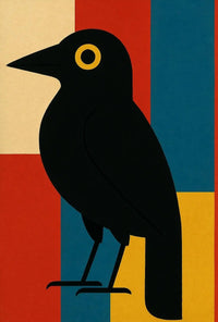 Stylized Blackbird Modernism Minimalist Artistic Animal Poster PosterGoat