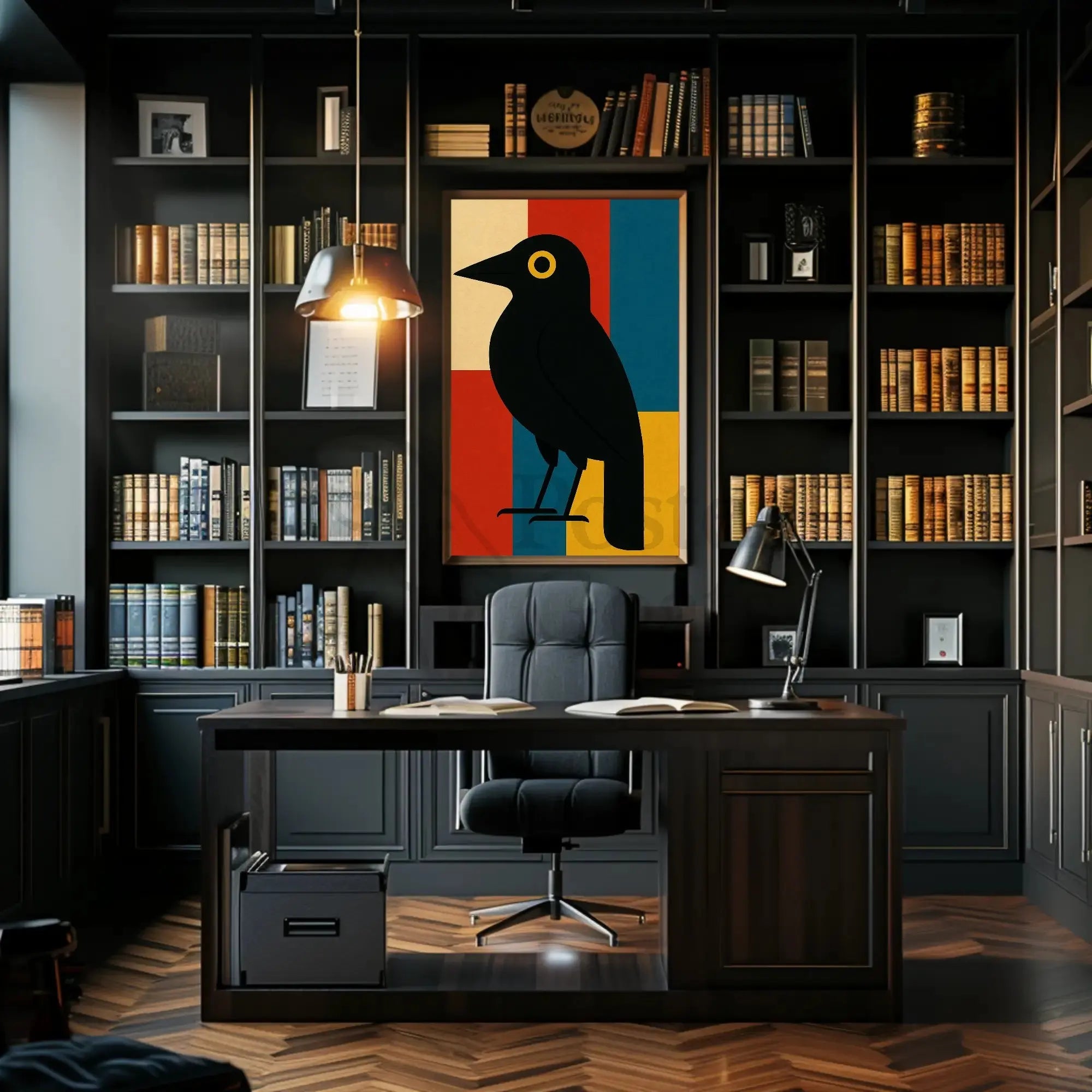 Stylized Blackbird Modernism Minimalist Artistic Animal Poster PosterGoat