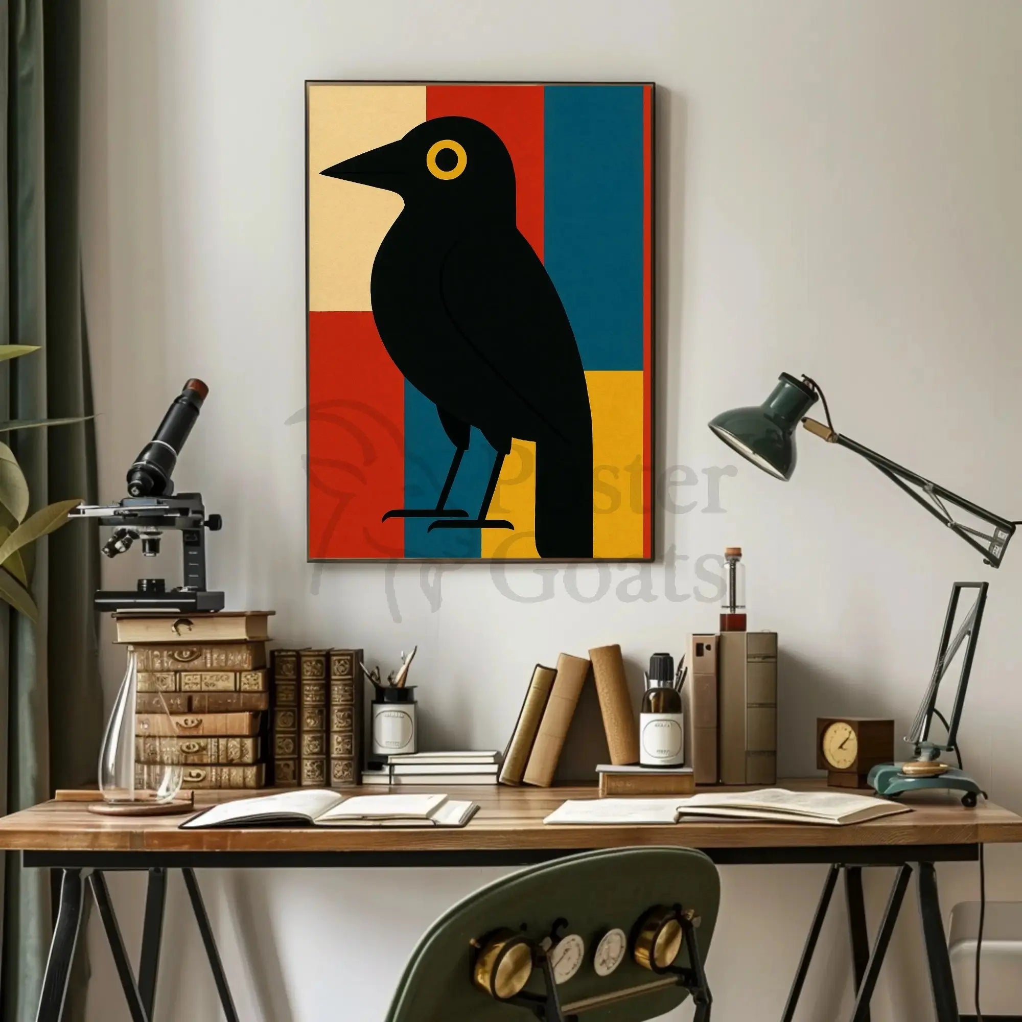 Stylized Blackbird Modernism Minimalist Artistic Animal Poster PosterGoat