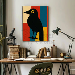 Stylized Blackbird Modernism Minimalist Artistic Animal Poster PosterGoat