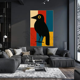 Stylized Blackbird Modernism Minimalist Artistic Animal Poster PosterGoat