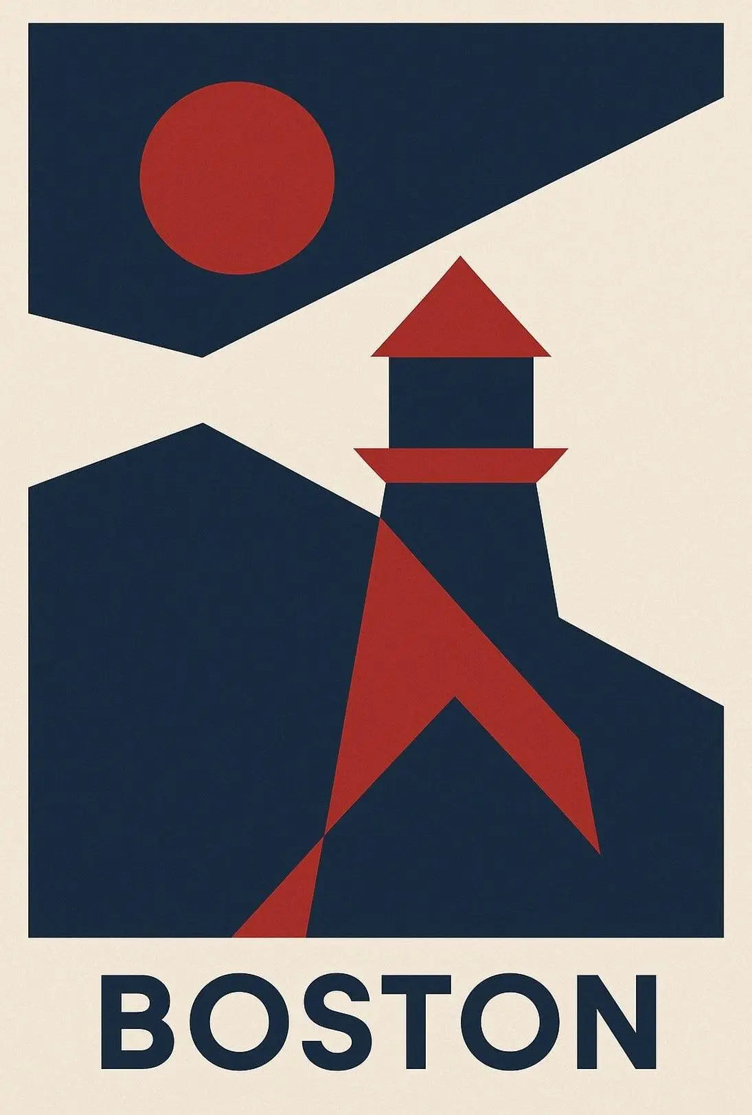 Stylized Boston Lighthouse Coastal Travel Poster PosterGoat