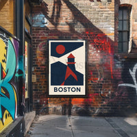 Stylized Boston Lighthouse Coastal Travel Poster PosterGoat
