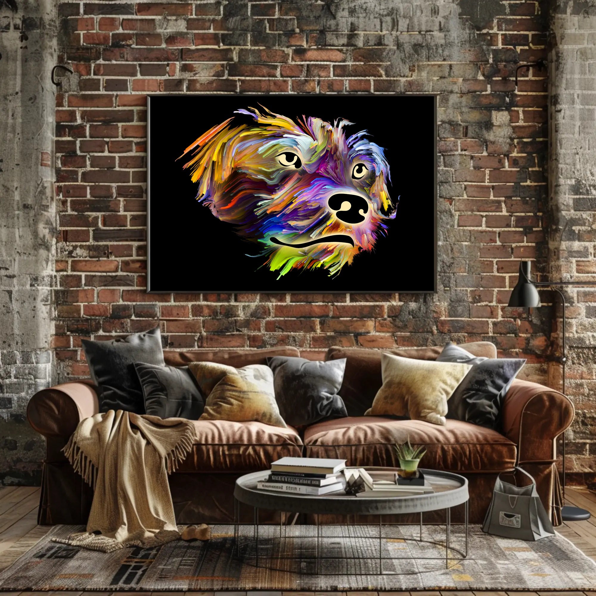 Stylized Canine Companionship Art in Animal Poster PosterGoat