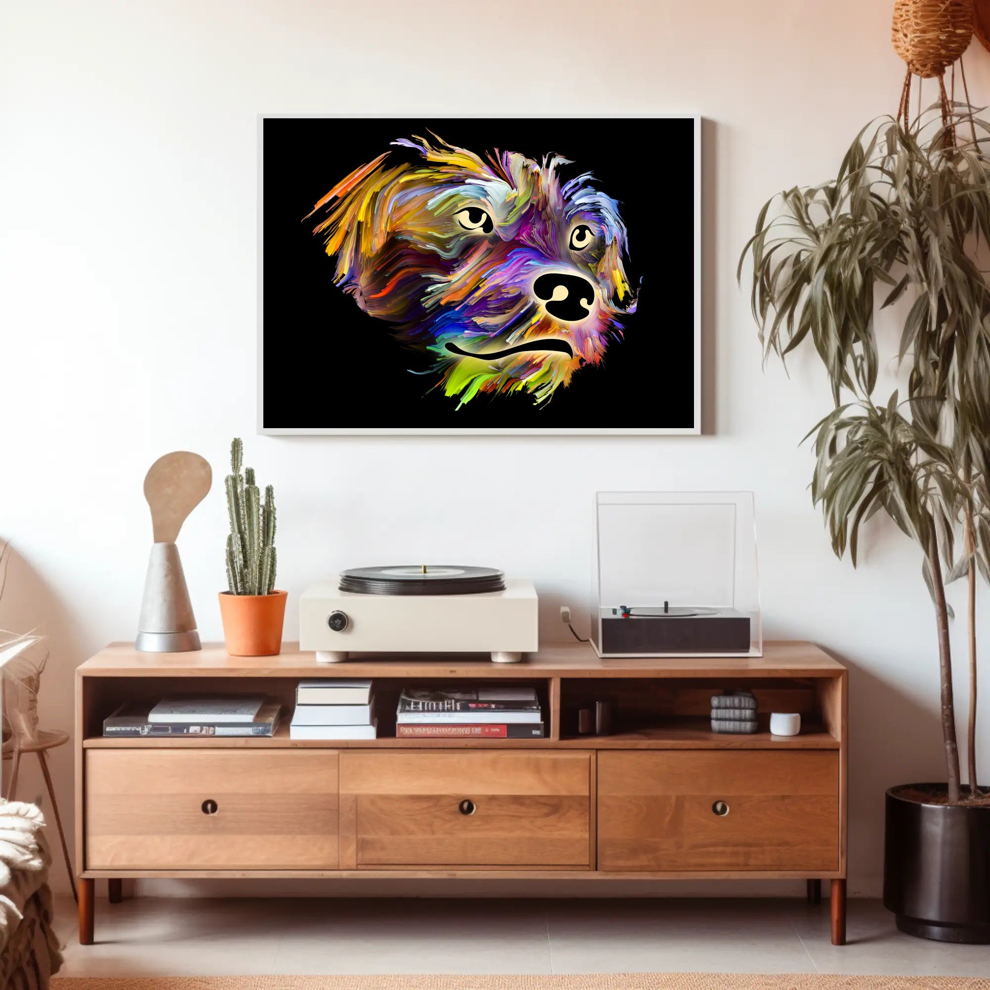 Stylized Canine Companionship Art in Animal Poster PosterGoat