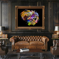 Stylized Canine Companionship Art in Animal Poster PosterGoat