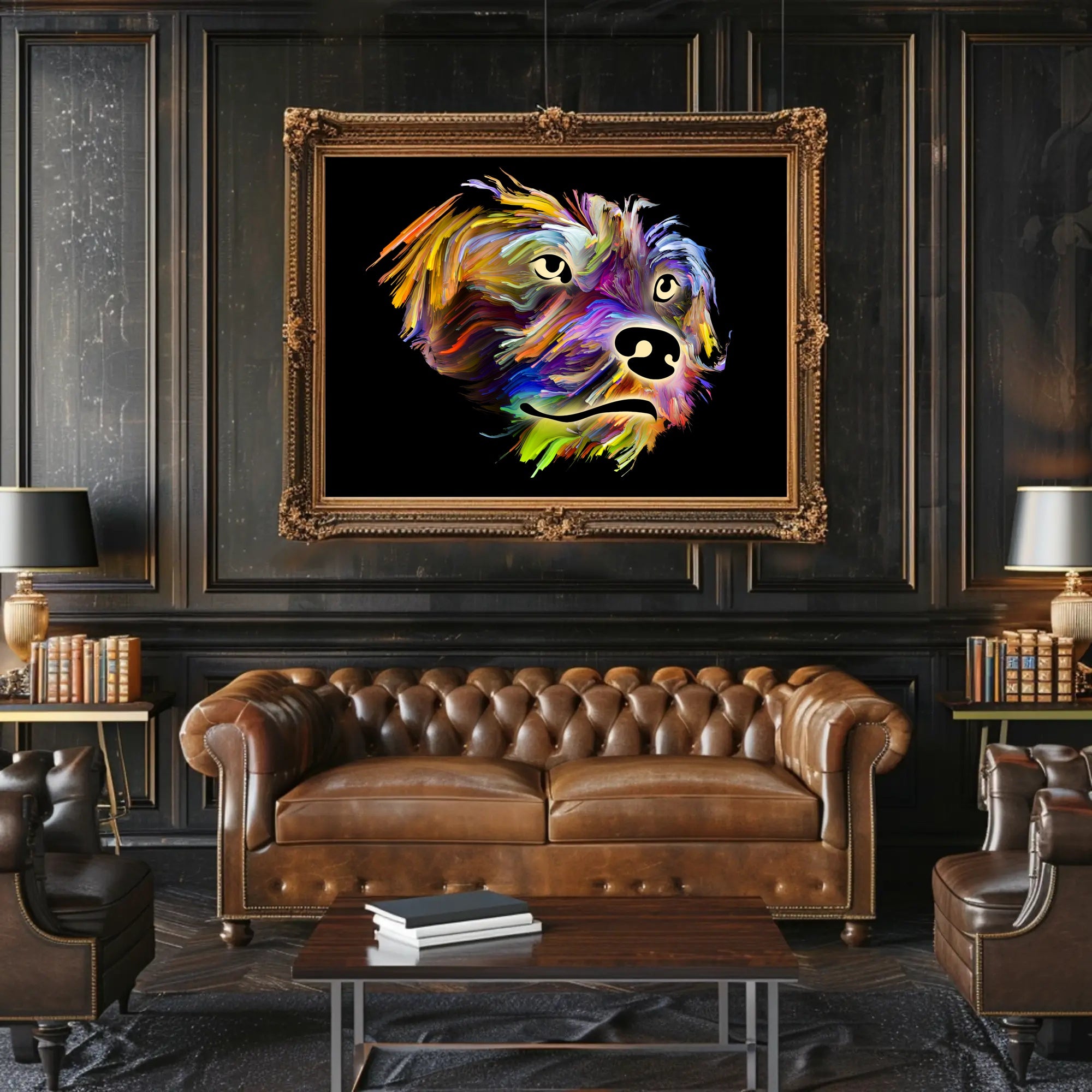 Stylized Canine Companionship Art in Animal Poster PosterGoat