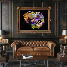 Stylized Canine Companionship Art in Animal Poster PosterGoat