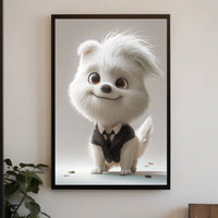 Stylized Cartoon Dog in Suit - Animal Poster PosterGoat