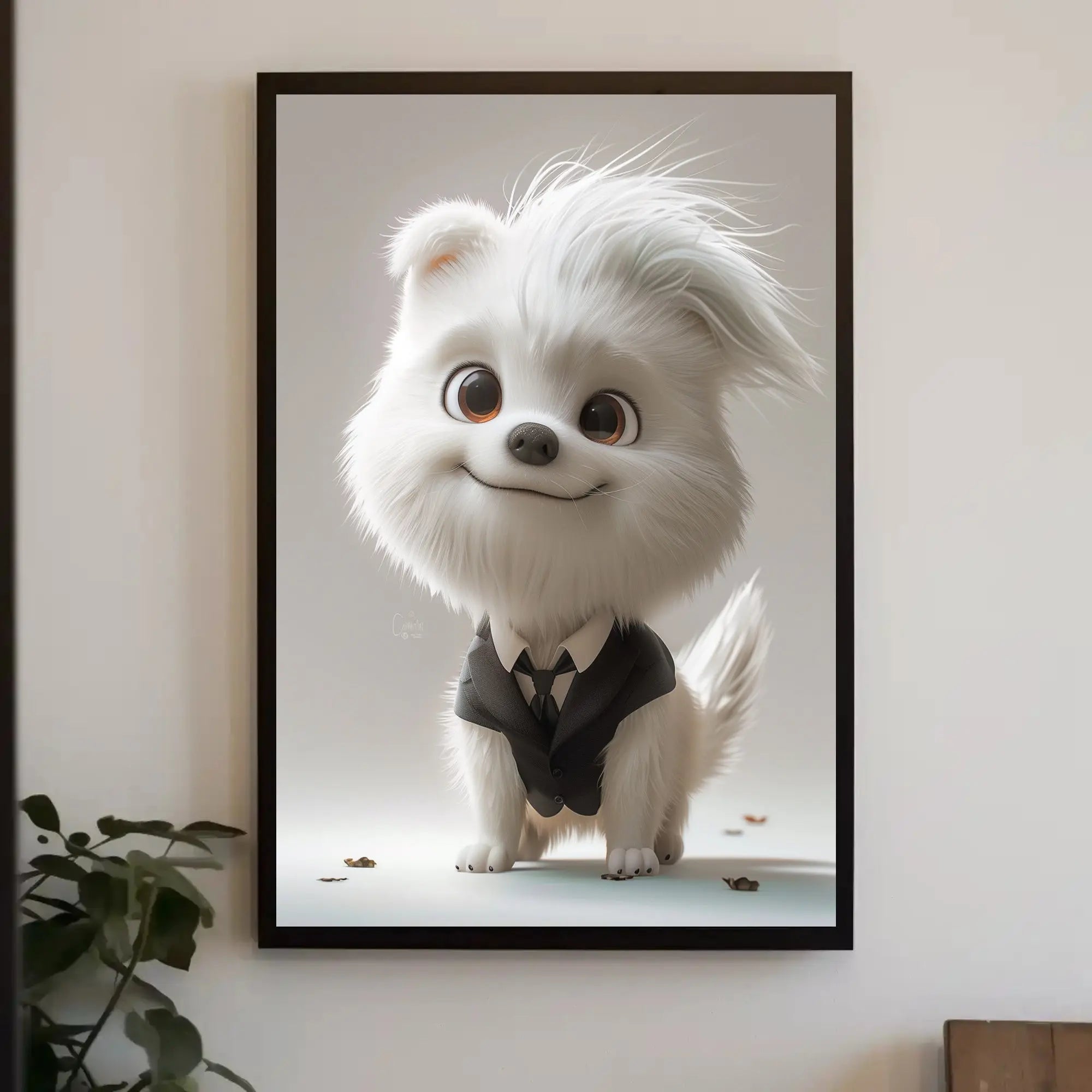 Stylized Cartoon Dog in Suit - Animal Poster PosterGoat
