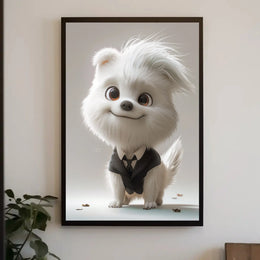 Stylized Cartoon Dog in Suit - Animal Poster PosterGoat