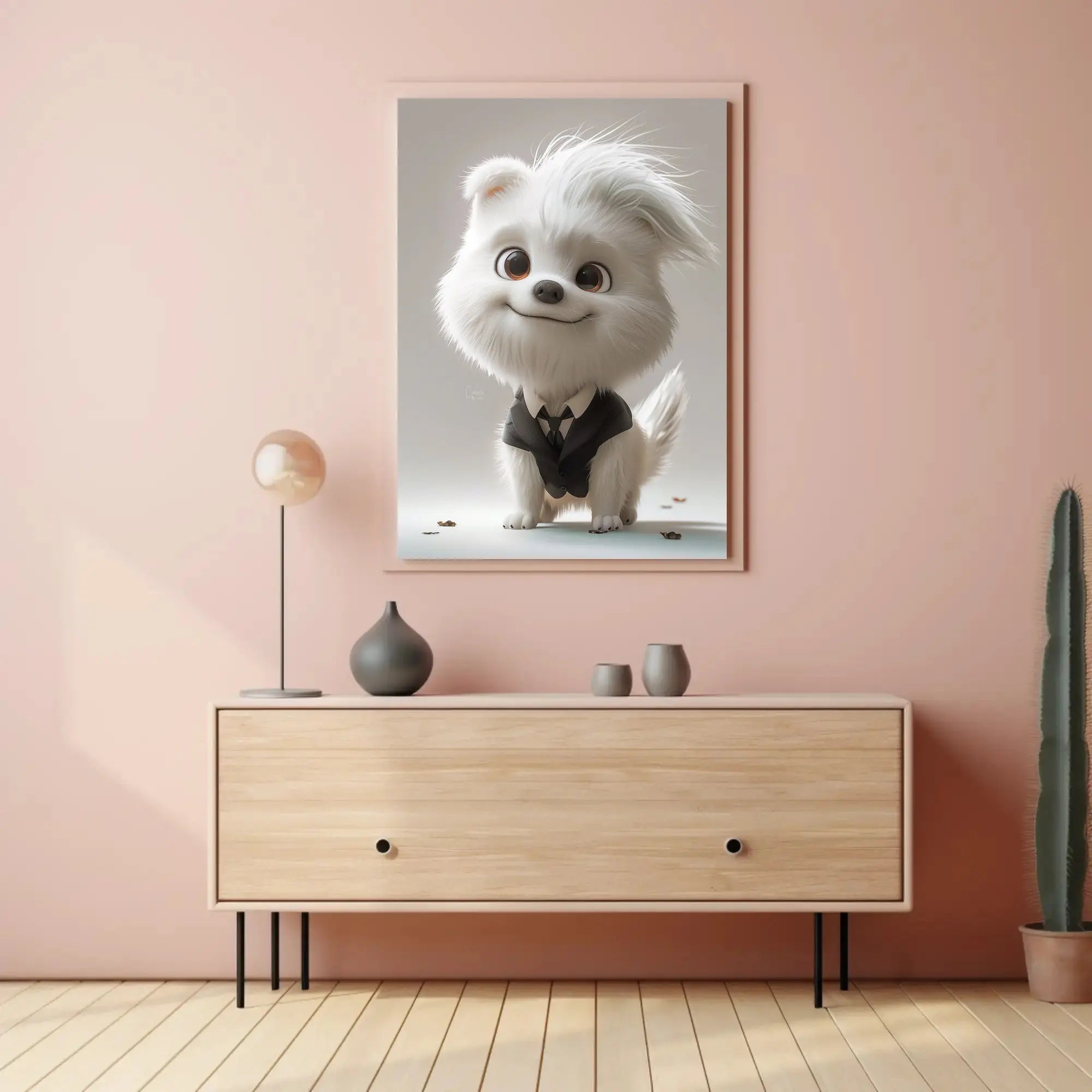 Stylized Cartoon Dog in Suit - Animal Poster PosterGoat
