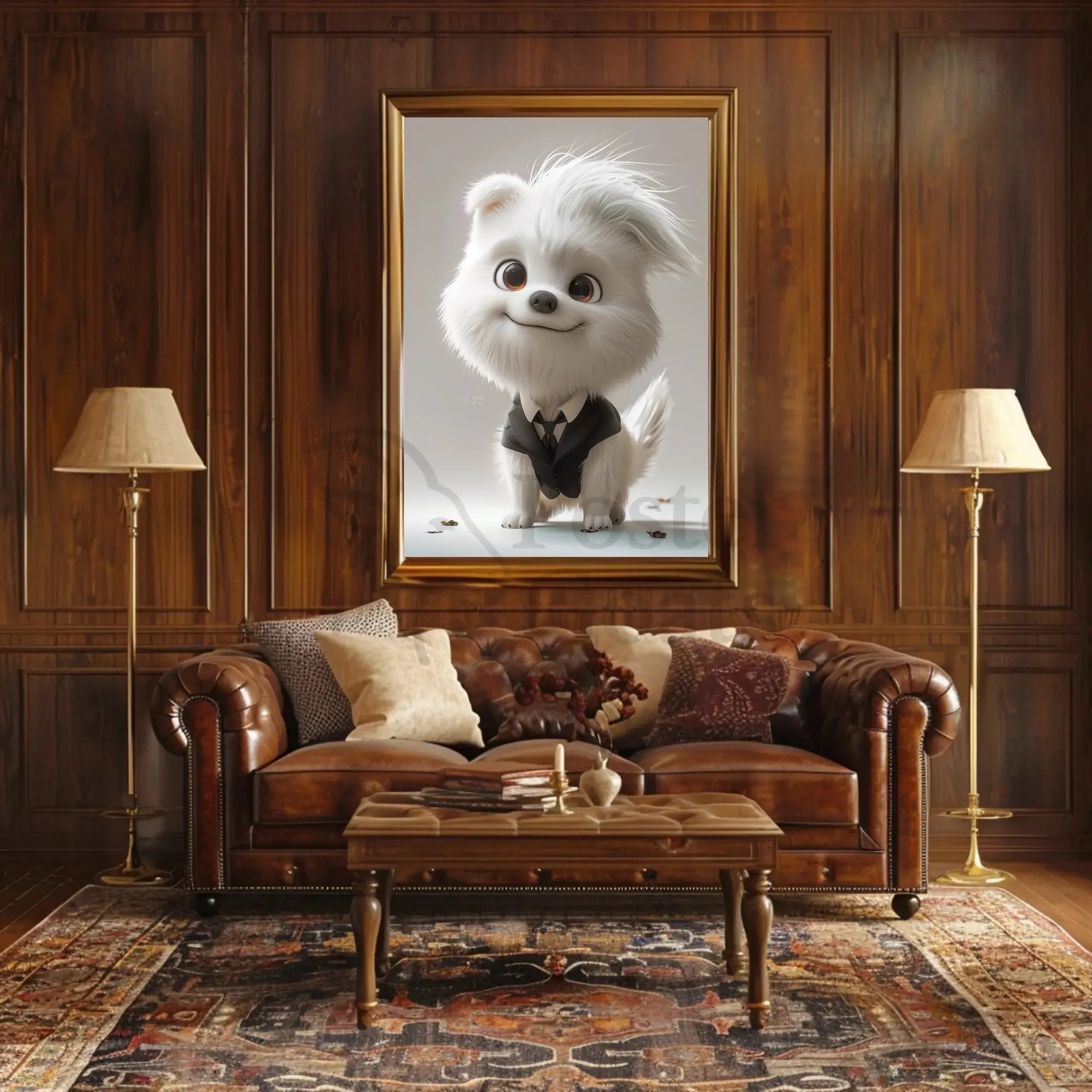 Stylized Cartoon Dog in Suit - Animal Poster PosterGoat