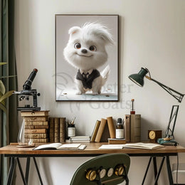 Stylized Cartoon Dog in Suit - Animal Poster PosterGoat