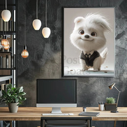 Stylized Cartoon Dog in Suit - Animal Poster PosterGoat