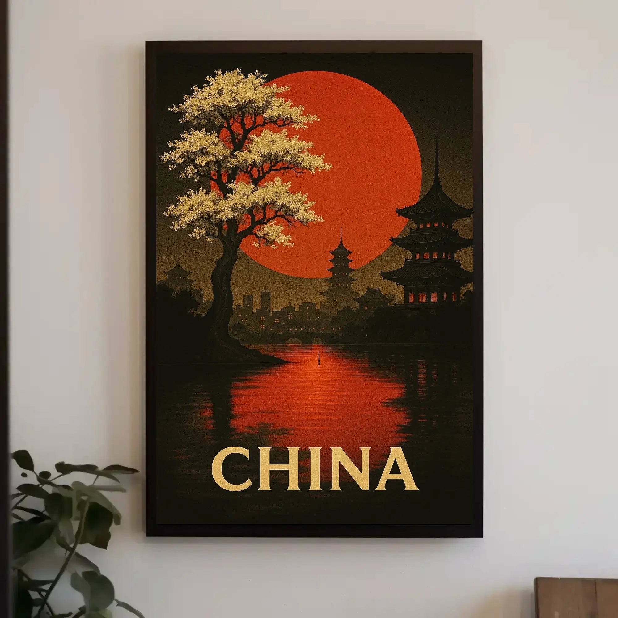 Stylized China Poster: Vintage Travel Art PosterGoat