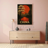 Stylized China Poster: Vintage Travel Art PosterGoat