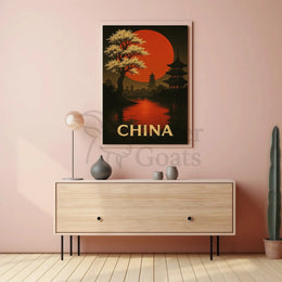 Stylized China Poster: Vintage Travel Art PosterGoat