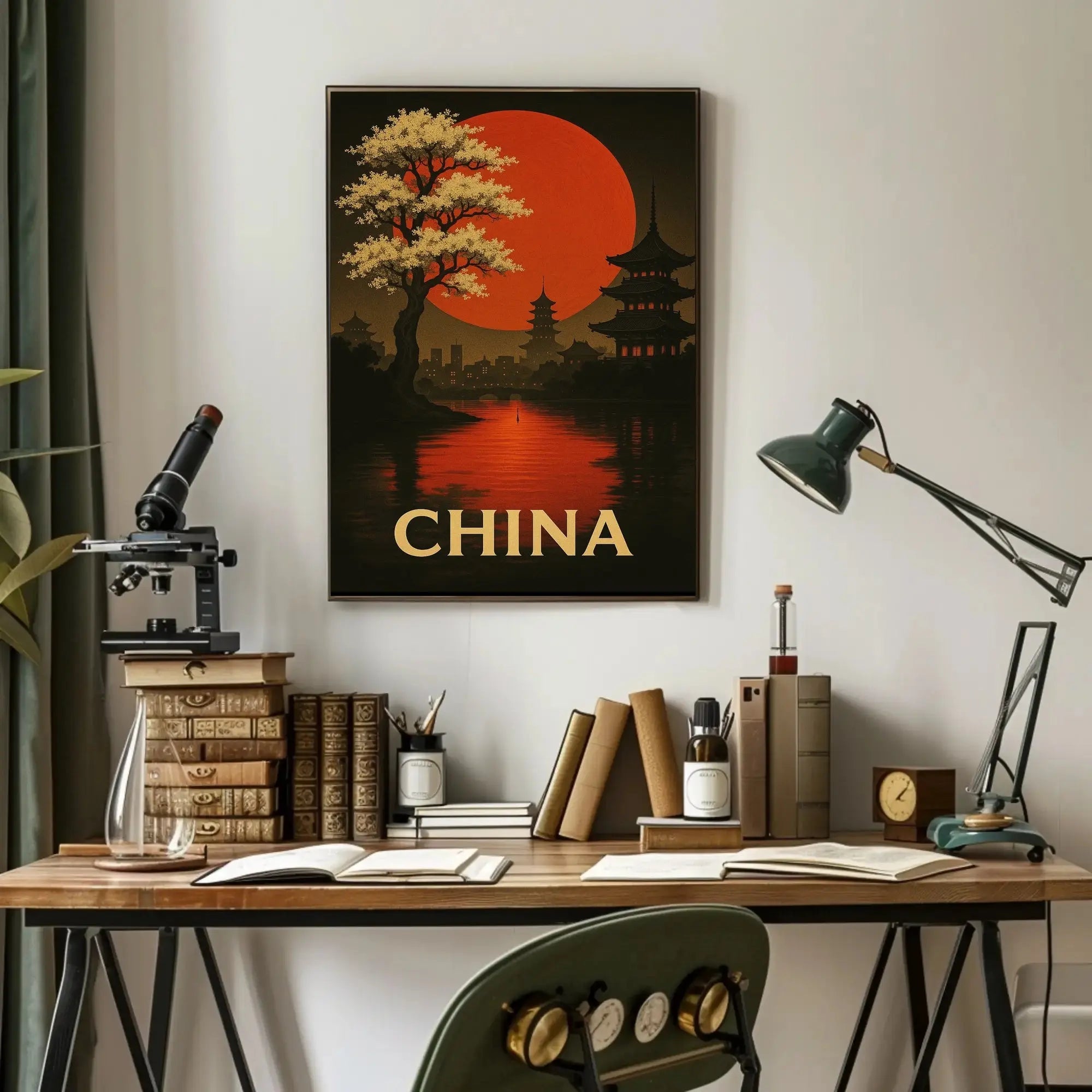 Stylized China Poster: Vintage Travel Art PosterGoat