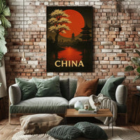 Stylized China Poster: Vintage Travel Art PosterGoat