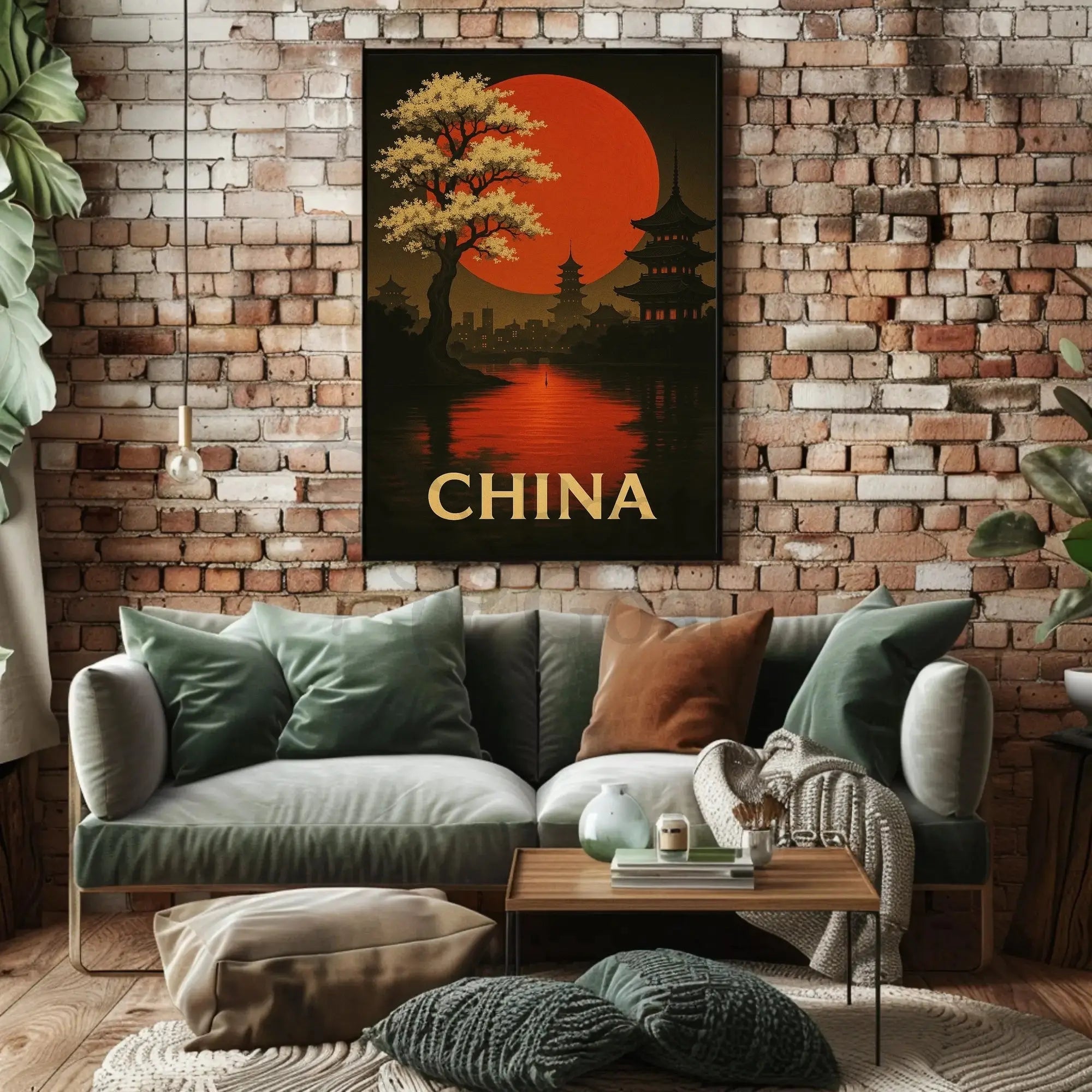 Stylized China Poster: Vintage Travel Art PosterGoat