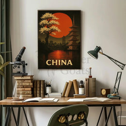 Stylized Chinese Heritage Scene Traditional Cultural Poster PosterGoat