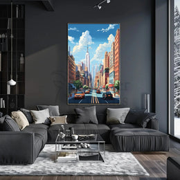 Stylized Cityscape Modern Vibe Urban Architecture Poster PosterGoat