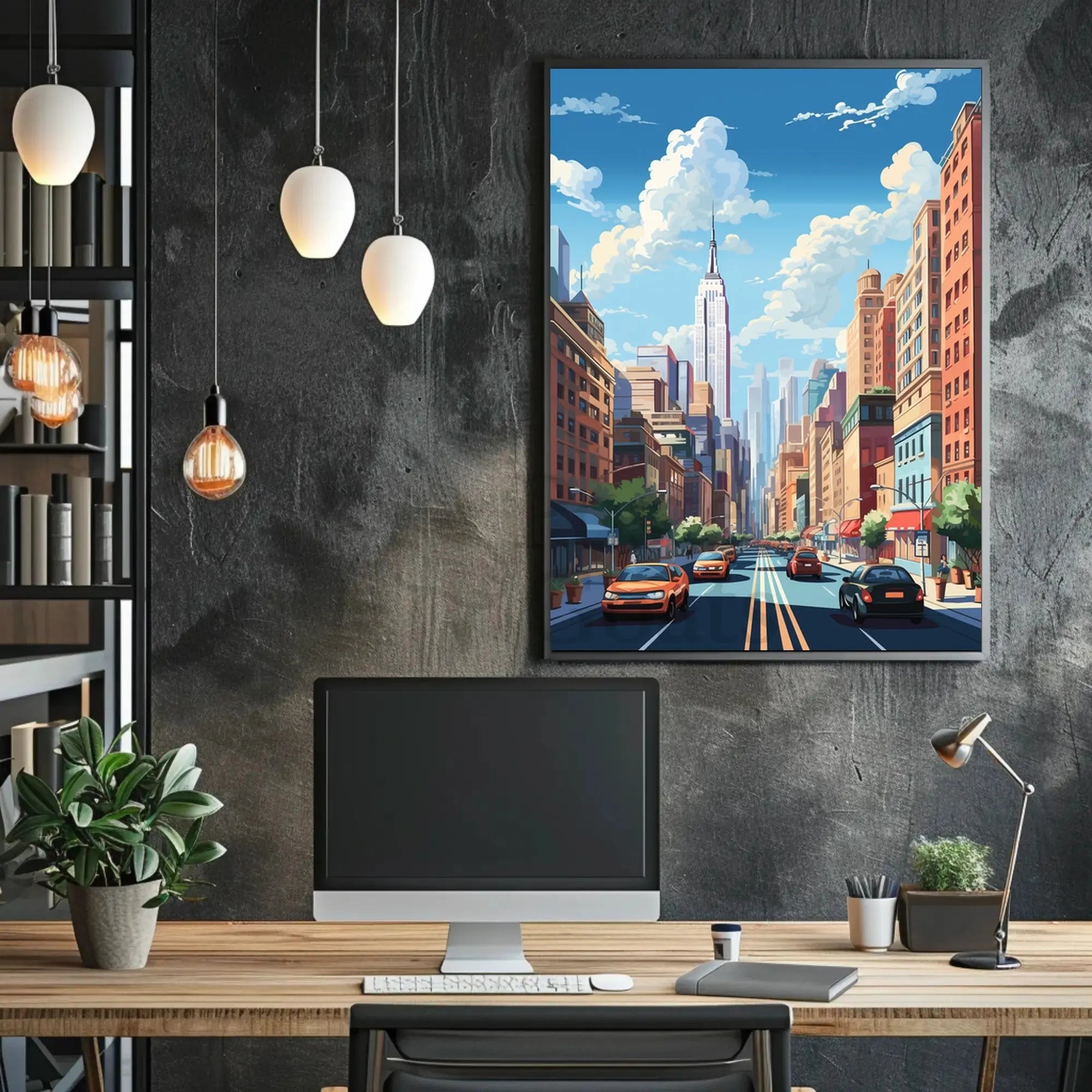 Stylized Cityscape Modern Vibe Urban Architecture Poster PosterGoat