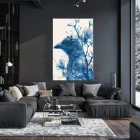 Stylized Crow and Floral Double Exposure Artistic Poster PosterGoat
