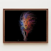 Stylized Dynamic Lion Illustration: Vibrant Artistic Animal Poster PosterGoat