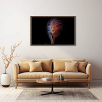 Stylized Dynamic Lion Illustration: Vibrant Artistic Animal Poster PosterGoat