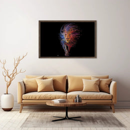 Stylized Dynamic Lion Illustration: Vibrant Artistic Animal Poster PosterGoat