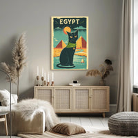Stylized Egyptian Black Cat Poster PosterGoat
