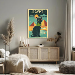 Stylized Egyptian Black Cat Poster PosterGoat