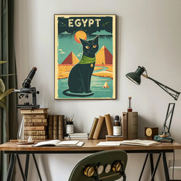 Stylized Egyptian Black Cat Poster PosterGoat