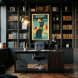 Stylized Egyptian Black Cat Poster PosterGoat