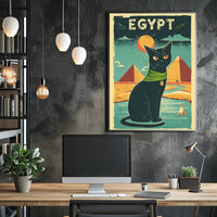 Stylized Egyptian Black Cat Poster PosterGoat
