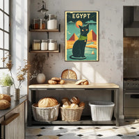 Stylized Egyptian Black Cat Poster PosterGoat