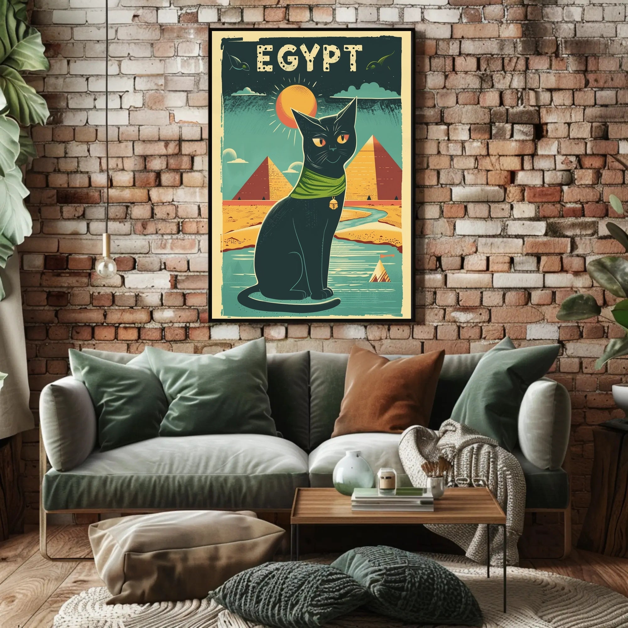Stylized Egyptian Black Cat Poster PosterGoat