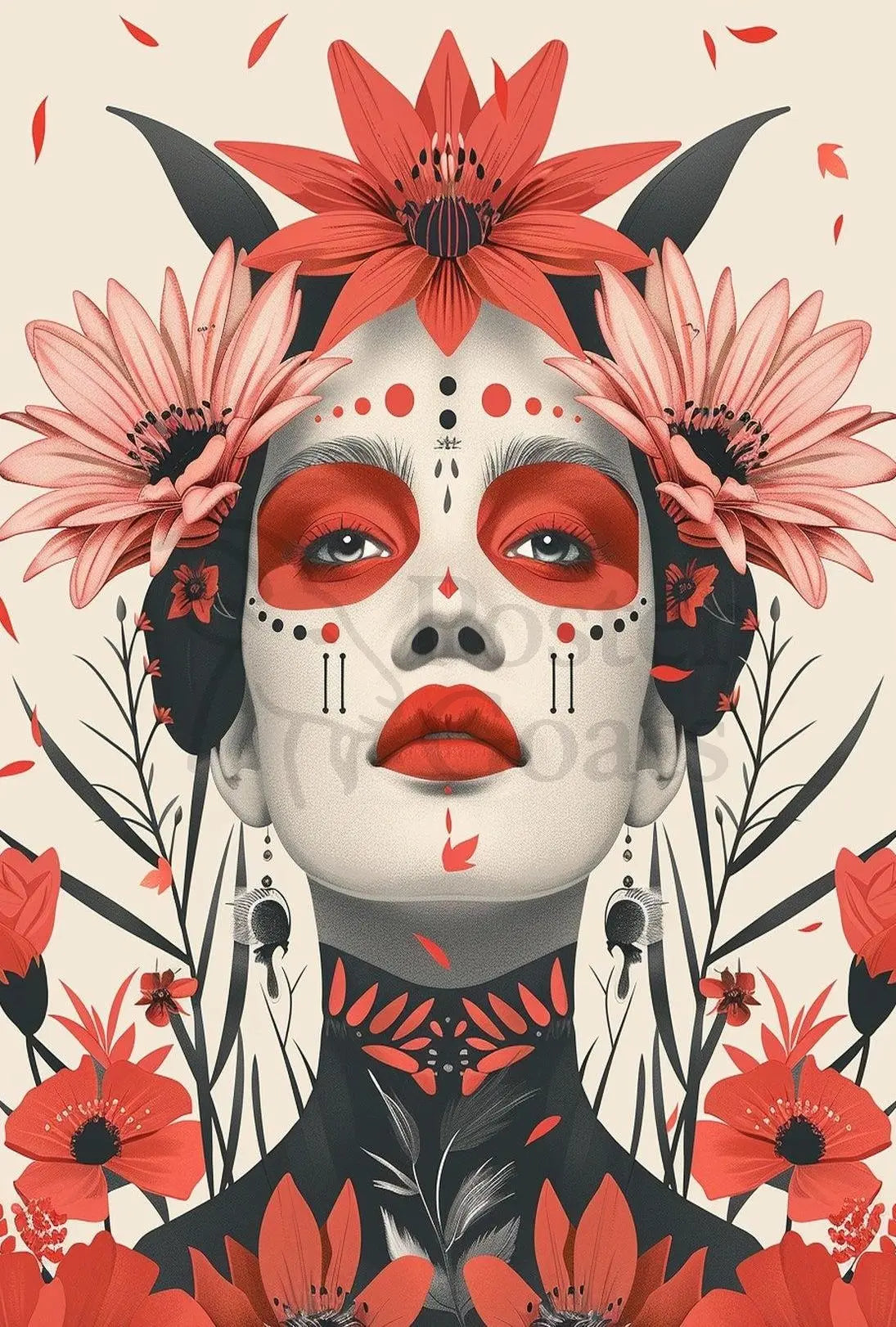 Stylized Floral Woman Portrait Modern Art Poster PosterGoat