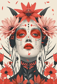 Stylized Floral Woman Portrait Modern Art Poster PosterGoat