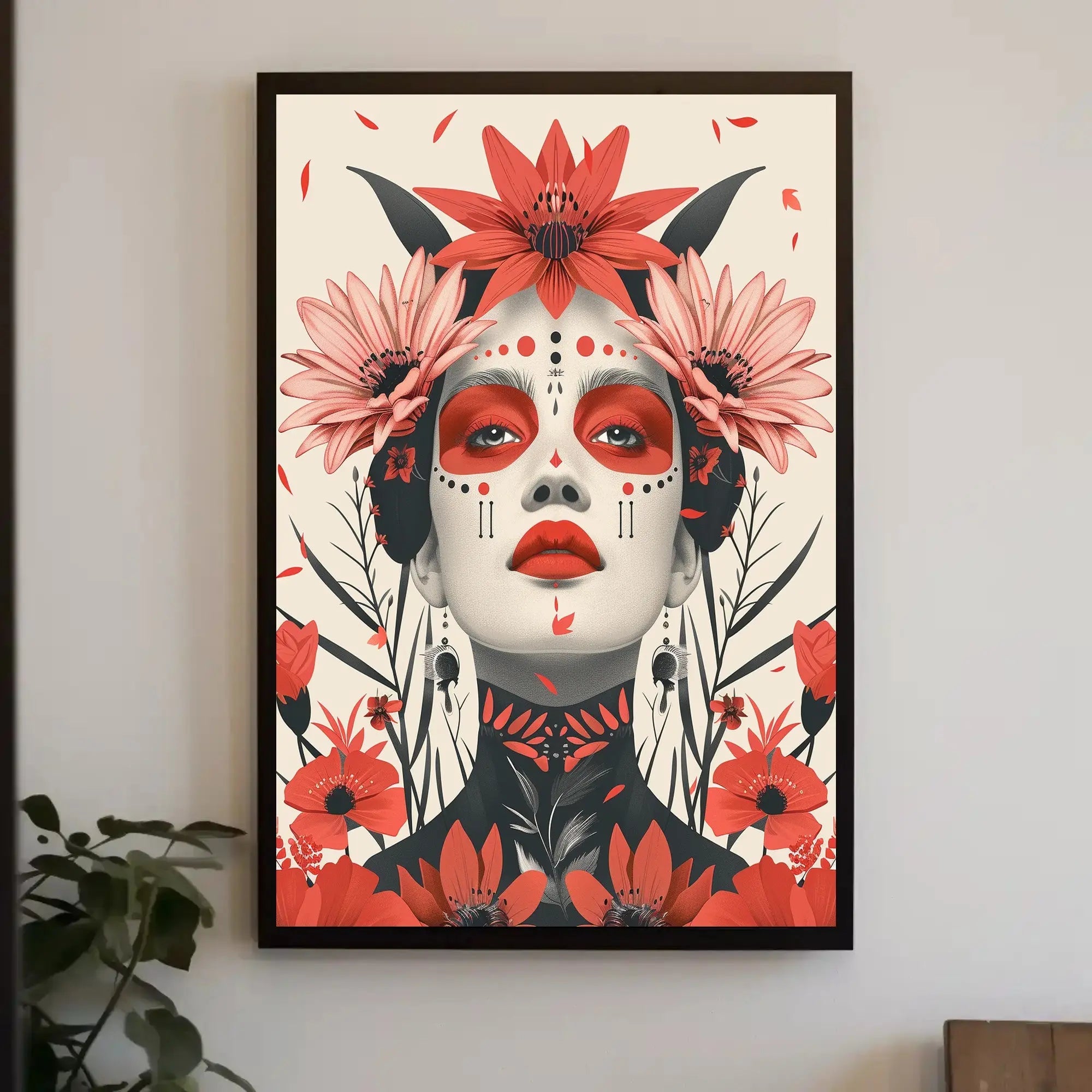 Stylized Floral Woman Portrait Modern Art Poster PosterGoat